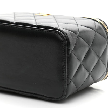 Chanel Lambskin Quilted Small Top Handle Vanity Case With Chain Black 10 of 11