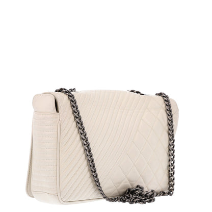 Chanel Glazed Calfskin Quilted Medium Coco Boy Flap White 3 of 10