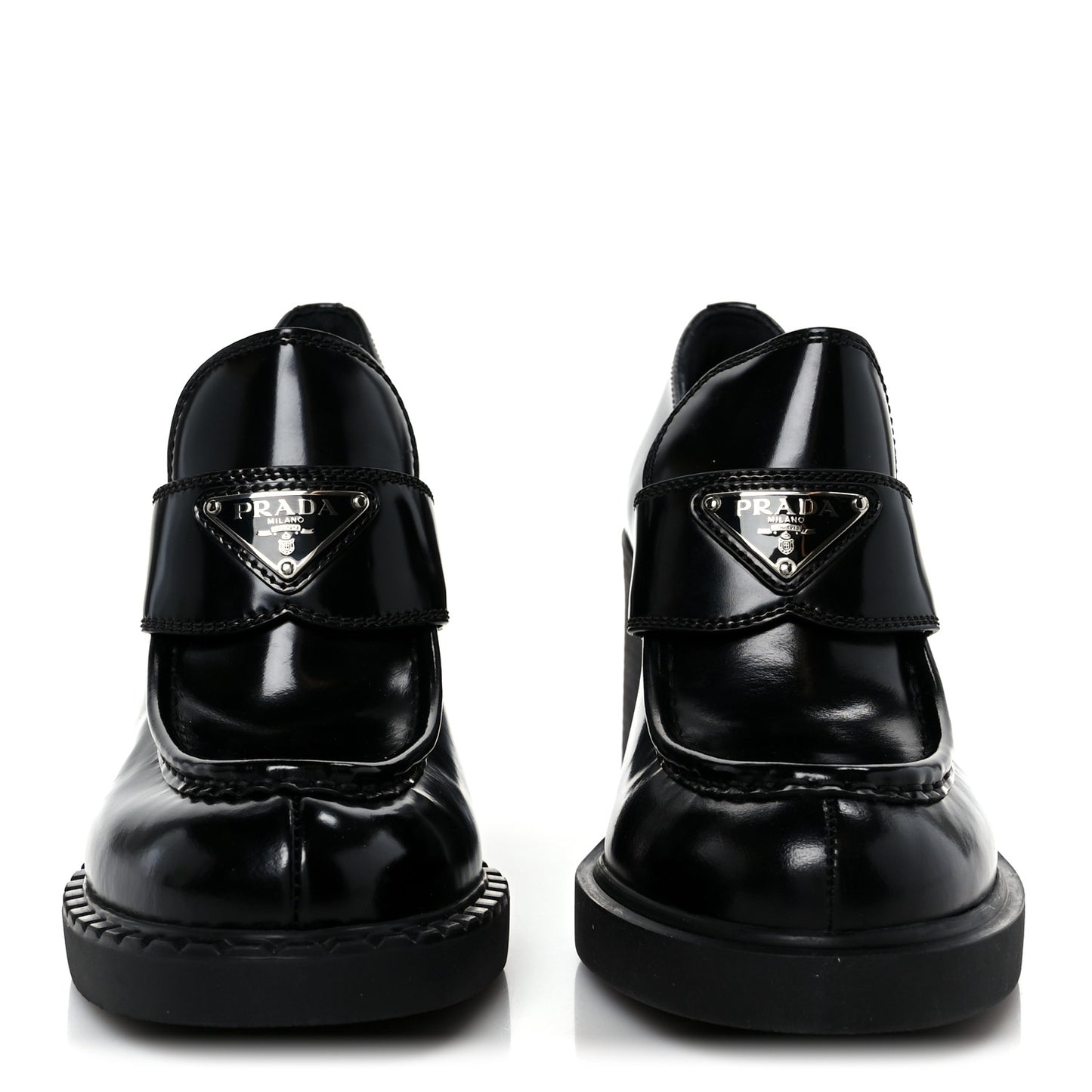 Spazzolato Metal Triangle Logo 85mm Loafers 40 Black