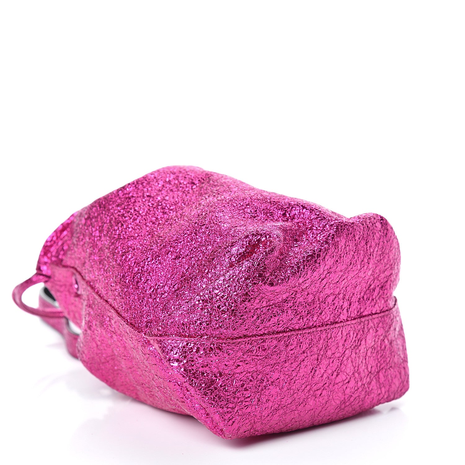Saint Laurent Metallic Crackled Calfskin Teddy Drawstring Bag Fuchsia Black 5 of 11