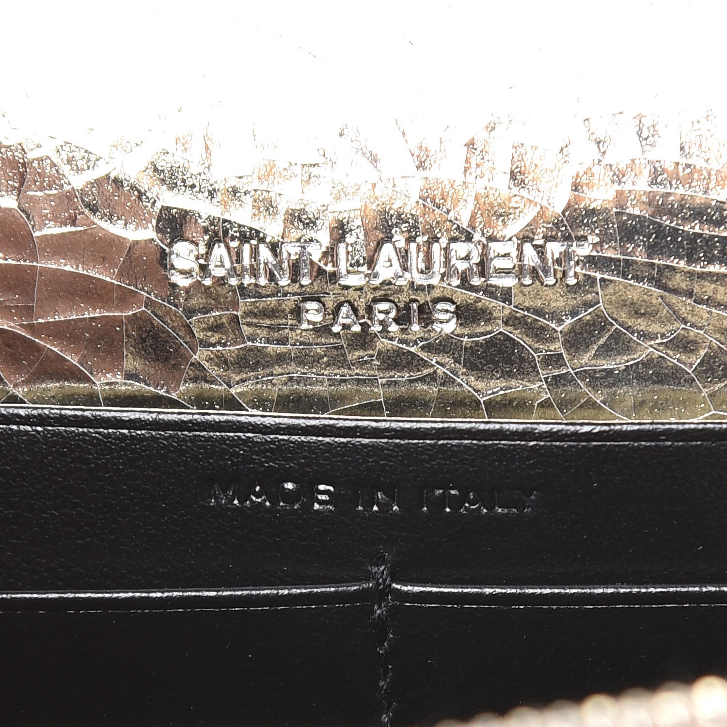 Saint Laurent Metallic Crackled Calfskin Kate Monogram Tassel Chain Wallet Gold 6 of 9