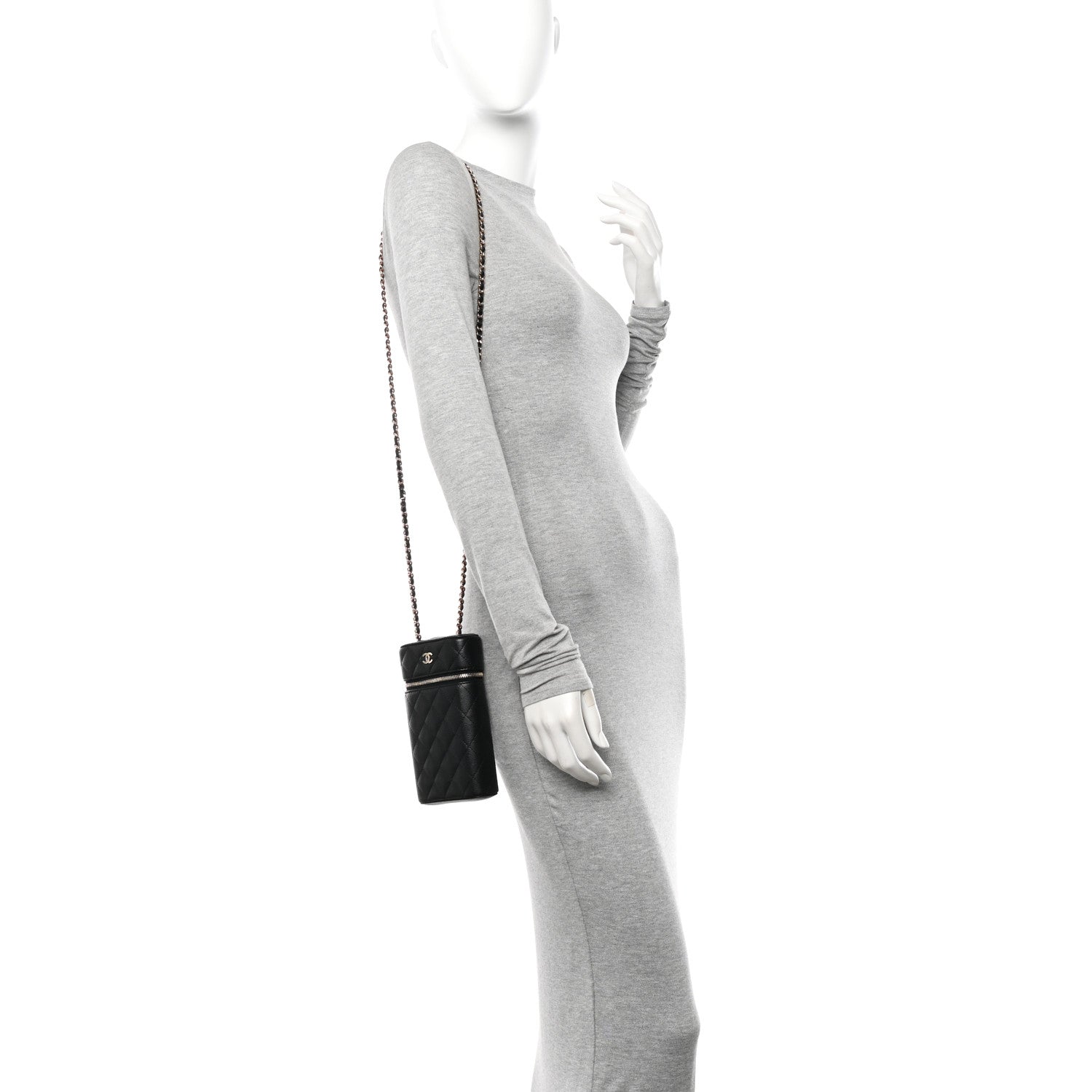 Chanel Caviar Quilted Phone Holder With Chain Black 2 of 11