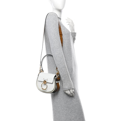 Chloe Calfskin Crocodile Embossed Small Tess Bag Brilliant White 3 of 12