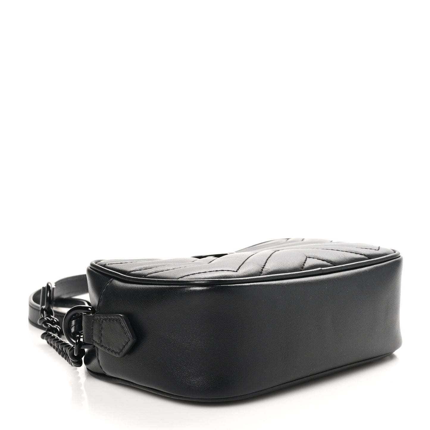 Calfskin Matelasse Monochrome Mini GG Marmont Chain Shoulder Bag Black