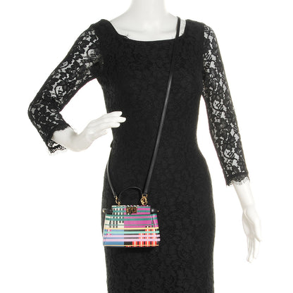 Fendi Vitello Seta Digital Print Micro Peekaboo Iconic Satchel Multicolor Black 10 of 10