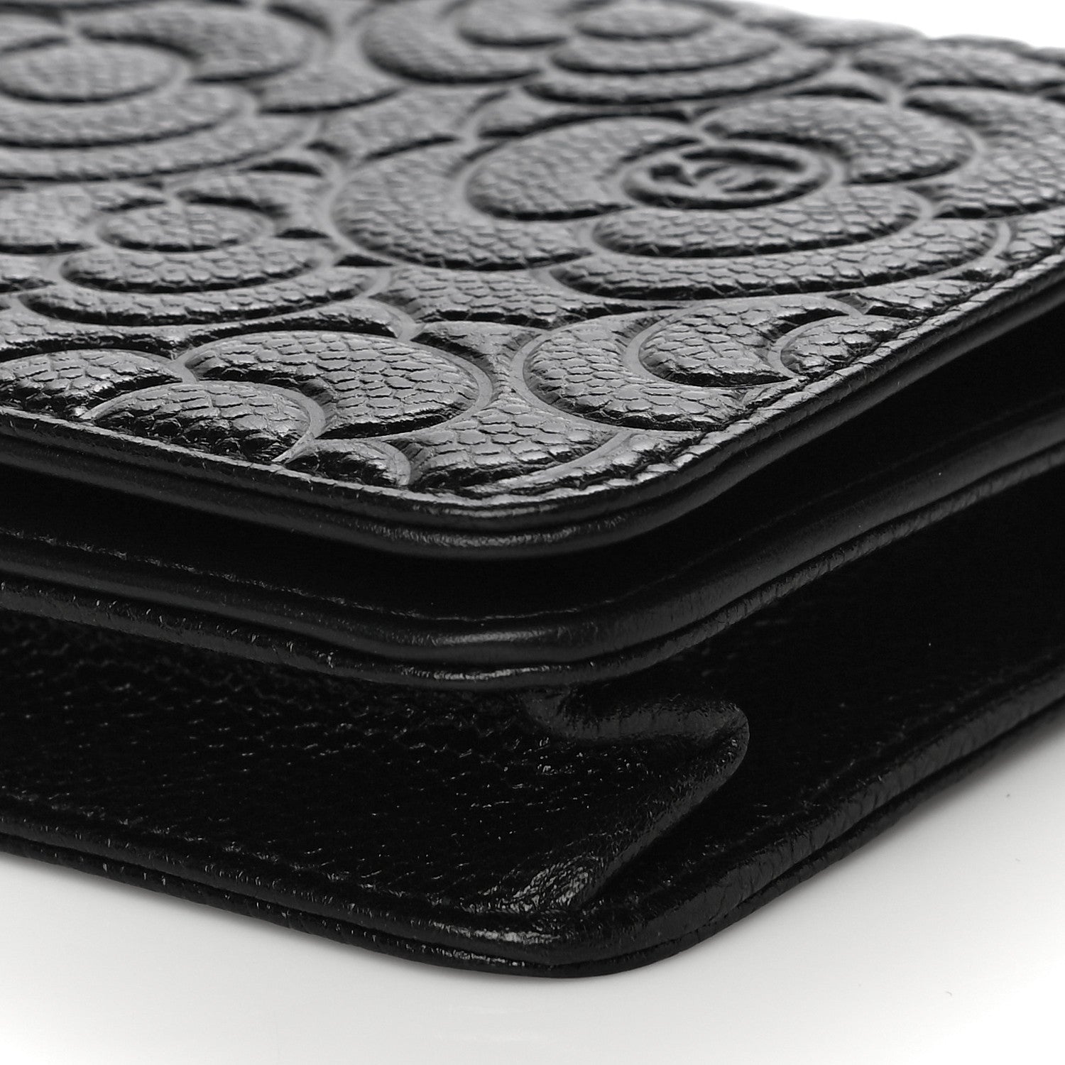 Chanel Caviar Camellia Embossed Wallet On Chain WOC Black 15 of 23