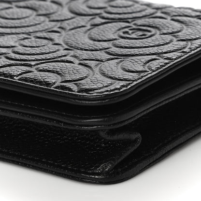 Chanel Caviar Camellia Embossed Wallet On Chain WOC Black 15 of 23