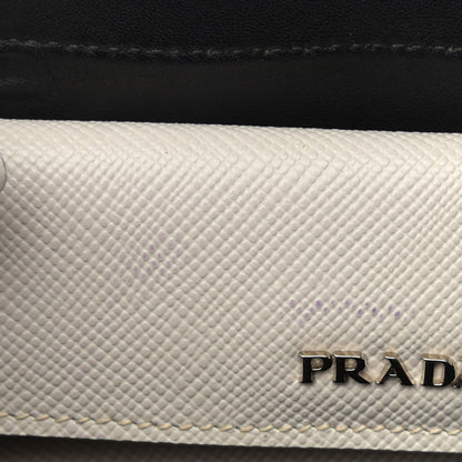 Prada Saffiano Cuir Medium Double Handle Tote Talco Black 11 of 13