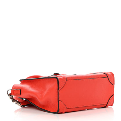 Celine Drummed Calfskin Nano Luggage Coquelicot 4 of 13