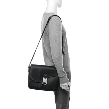 Christian Dior Grained Calfskin Medium Saddle Messenger Bag Black 2 of 12