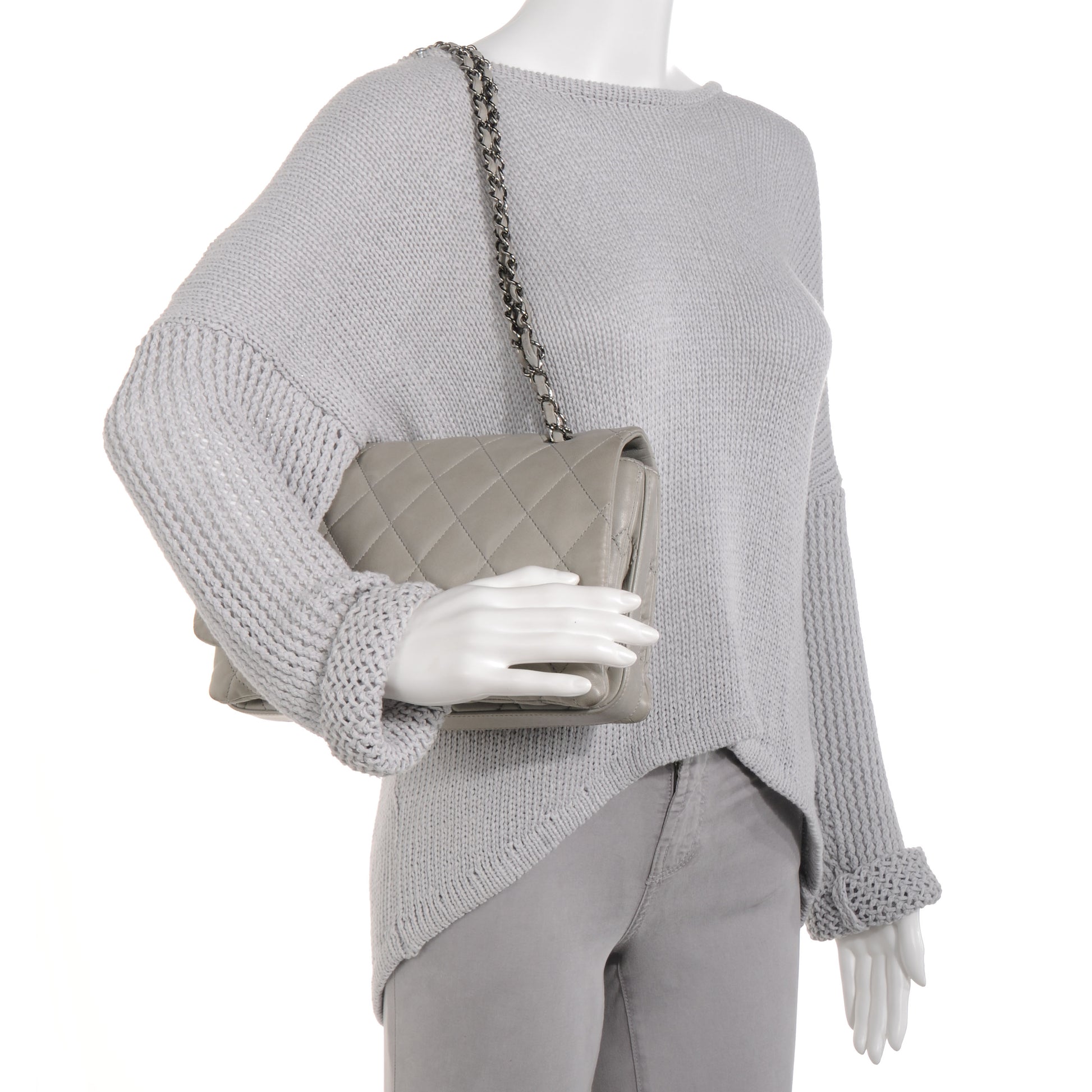 Chanel Lambskin Quilted 3 Large Flap Grey 2 of 8