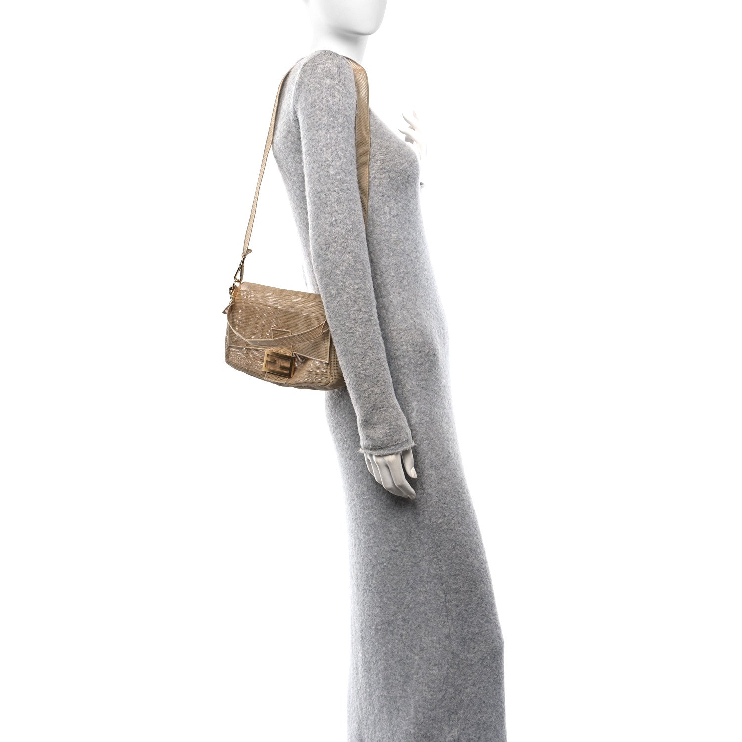 Fendi Cotton Lambskin Baguette With Embroidery Kit Naturale 2 of 11