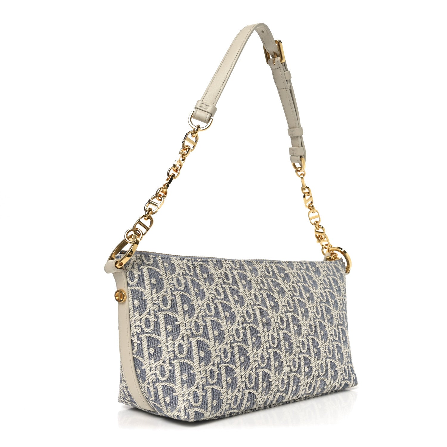 Christian Dior Chambray Raffia Effect Oblique DiorStar Hobo Bag Blue Light Biscuit 3 of 10