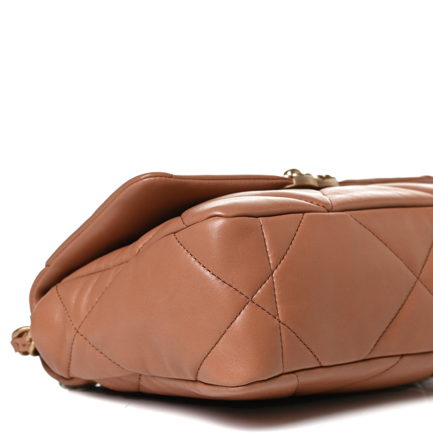 Lambskin Quilted Medium Chanel 19 Flap Light Brown