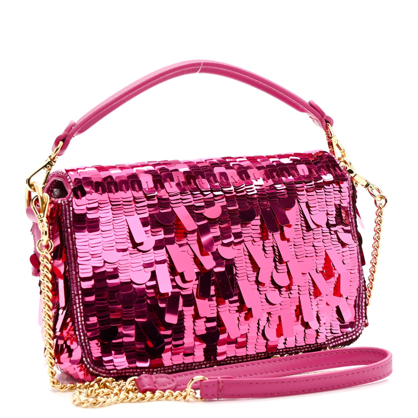 Sequin Paillettes Vitello Grace Sex and the City Mini Baguette Ciclamino Pilar