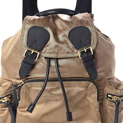 Burberry Metallic Satin Nylon Medium Rucksack Backpack Gold 7 of 10