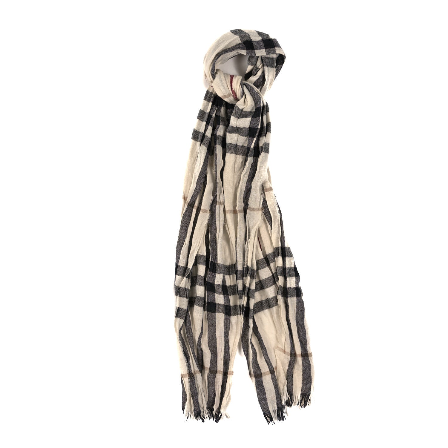 Burberry Wool Silk Gauze Giant Check Lightweight Scarf Stone 1 of 3