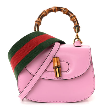 Gucci Boarded Dyana Lux Calfskin Web Mini Bamboo 1947 Top Handle Bag Nice Pink 1 of 9