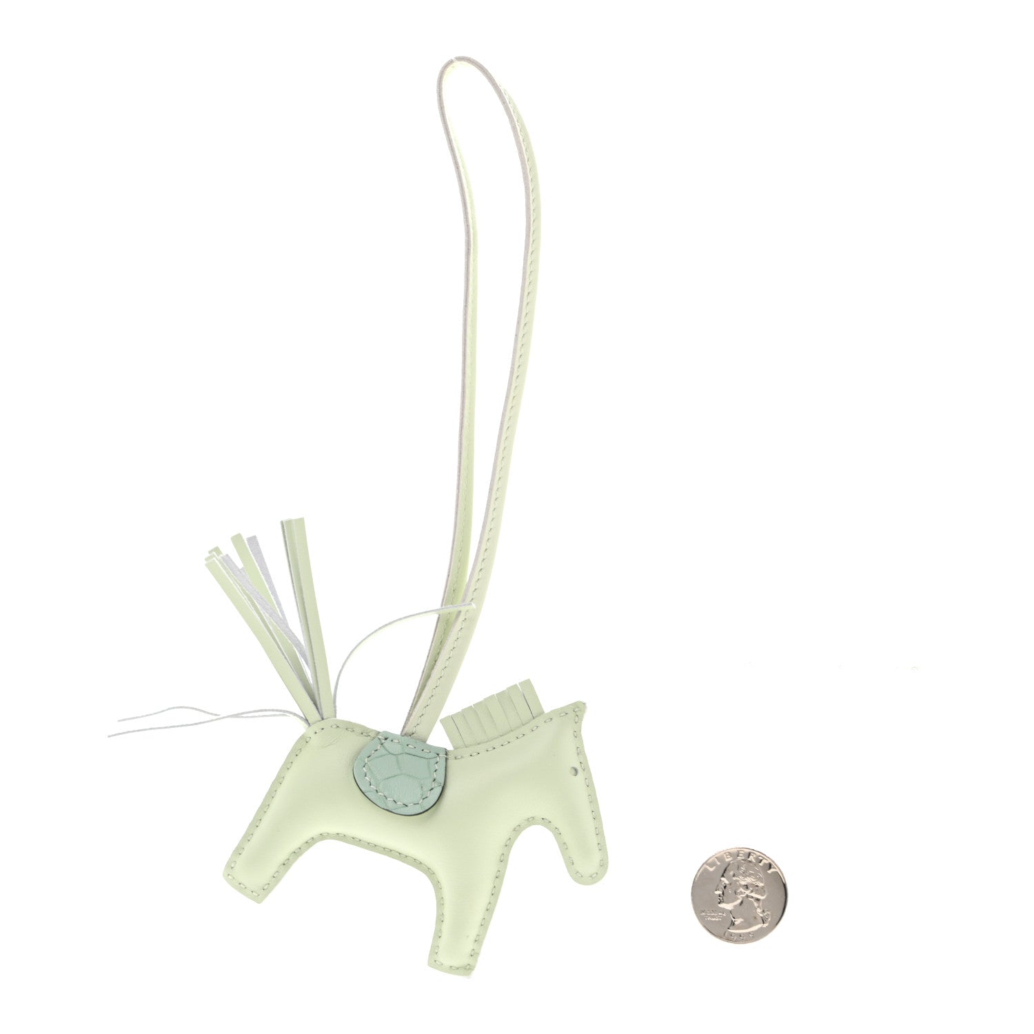 Hermes Milo Lambskin Matte Alligator Touch Grigri Rodeo Horse Bag Charm PM Vert Fizz Vert D'eau 2 of 5