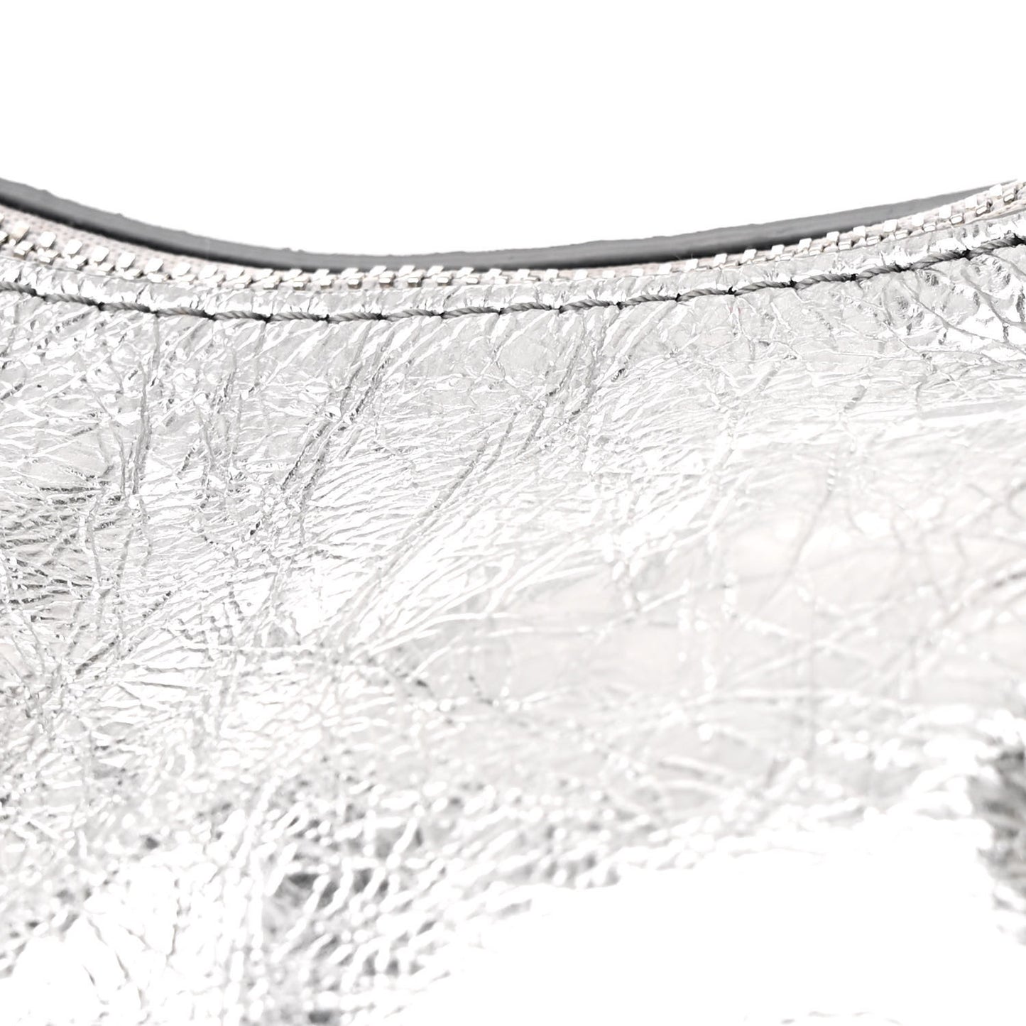Metallic Crinkled Calfskin Beatrice Small Hobo Silver
