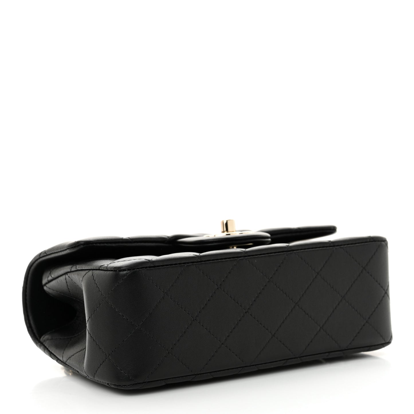 Lambskin Quilted Mini Top Handle Rectangular Flap Black