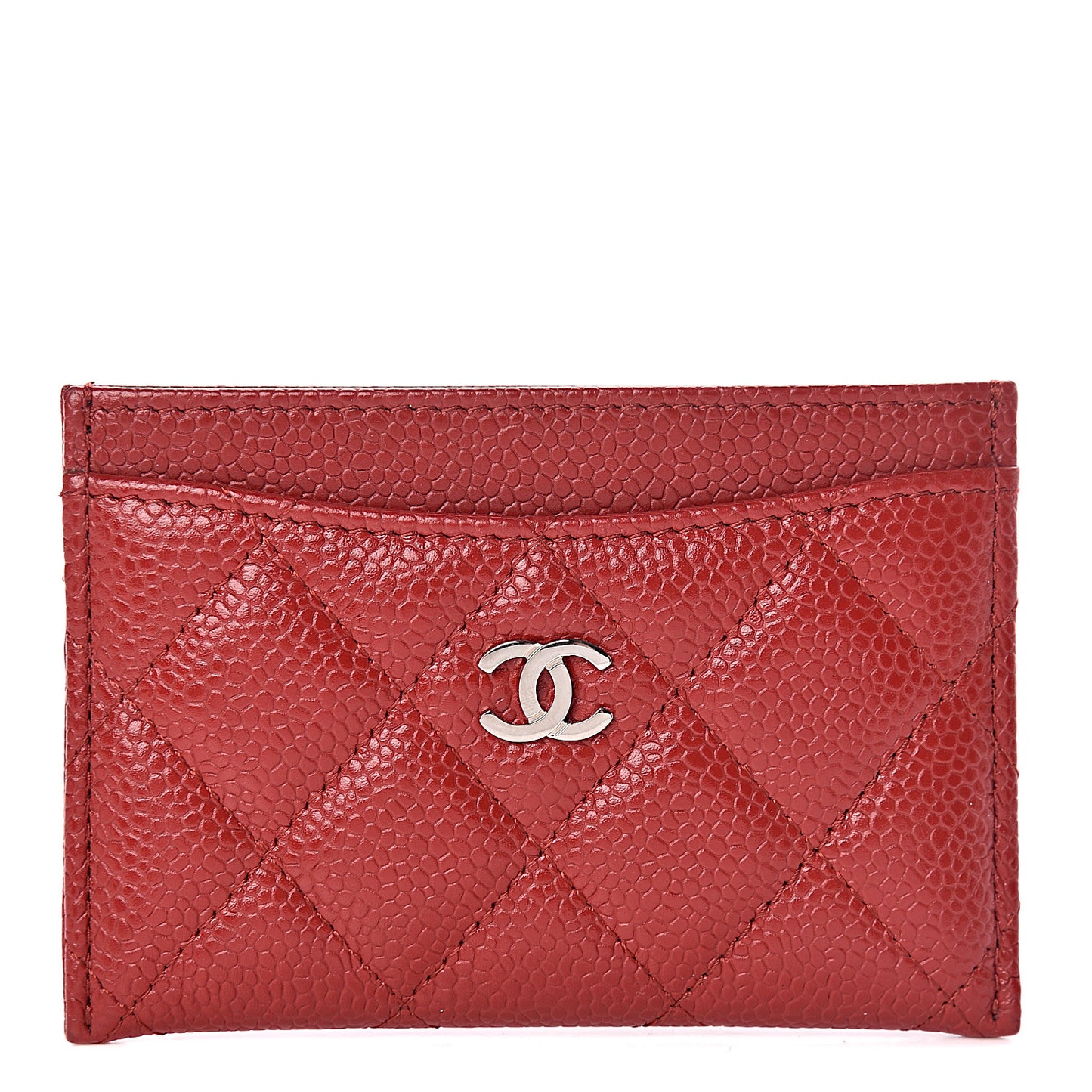 Caviar Quilted Card Holder Red