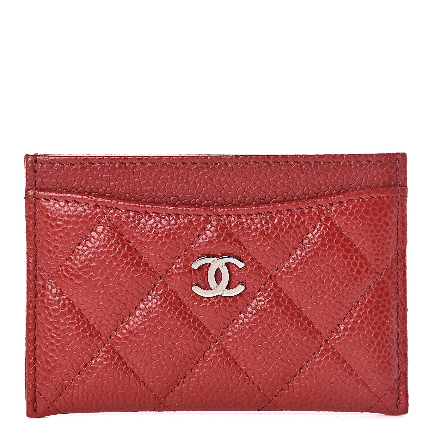 Chanel Caviar Quilted Card Holder Red 1 of 7