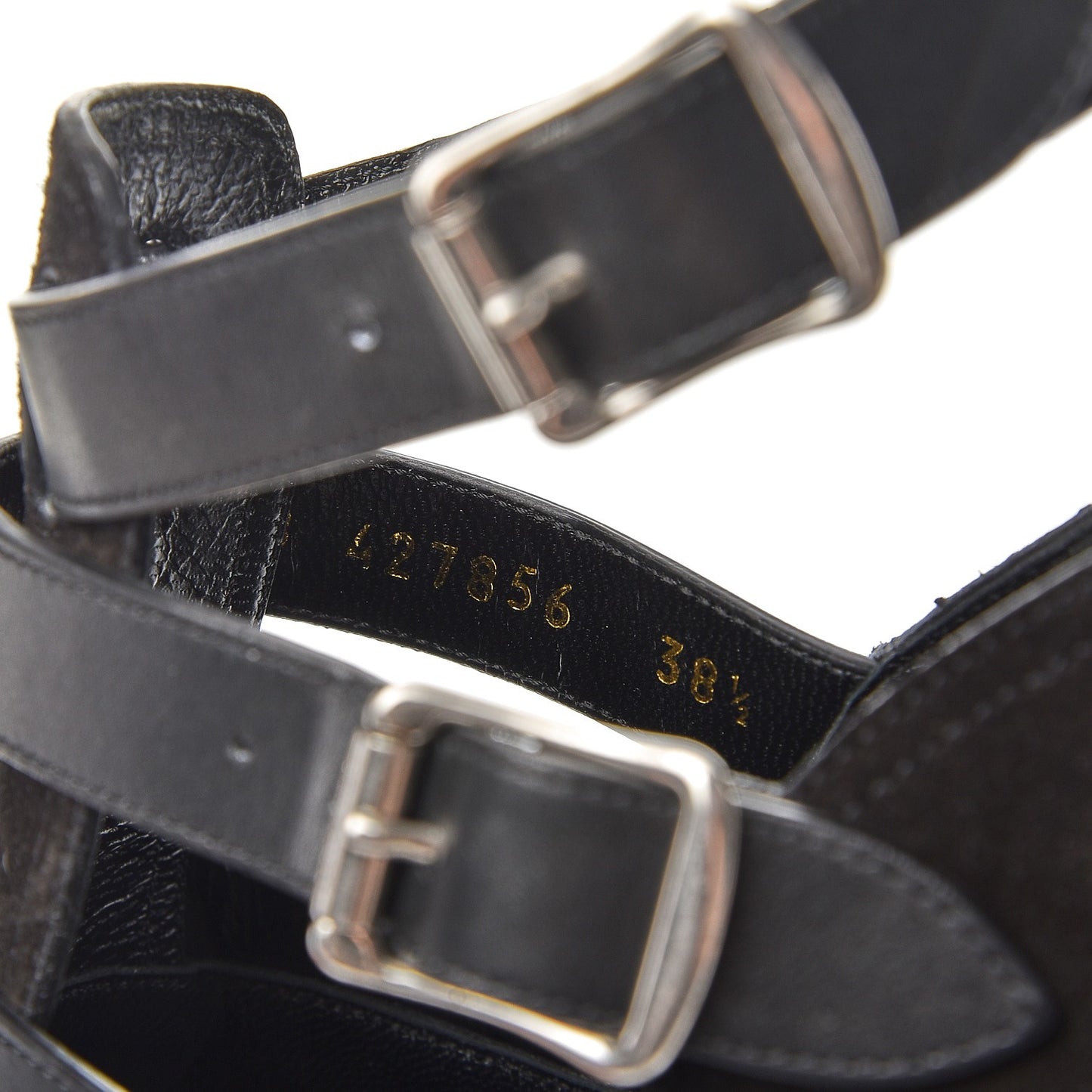 Suede Rock Buckle Booties 38.5 Black