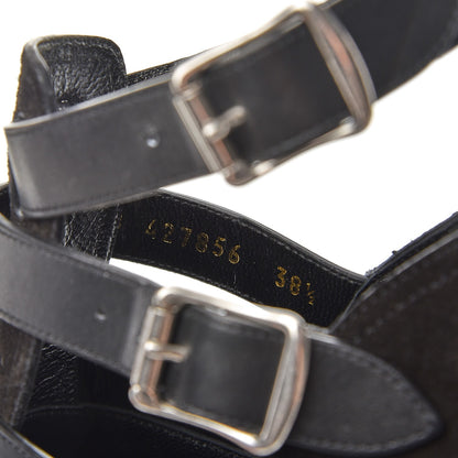 Saint Laurent Suede Rock Buckle Booties 38.5 Black 8 of 9