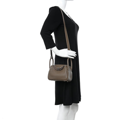Hermes Taurillon Clemence Mini Lindy 20 Etoupe 2 of 11