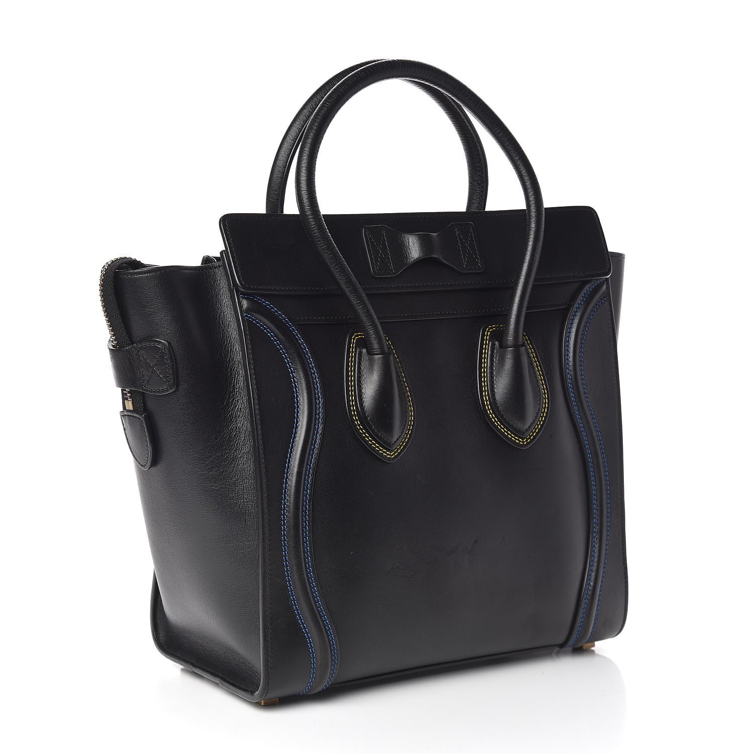 Celine Smooth Calfskin Multicolor Double Stitching Micro Luggage Black 3 of 10