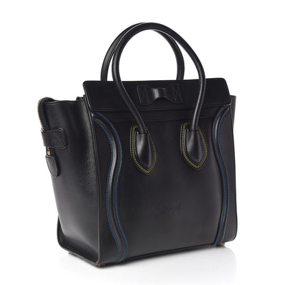 Celine Smooth Calfskin Multicolor Double Stitching Micro Luggage Black 3 of 10