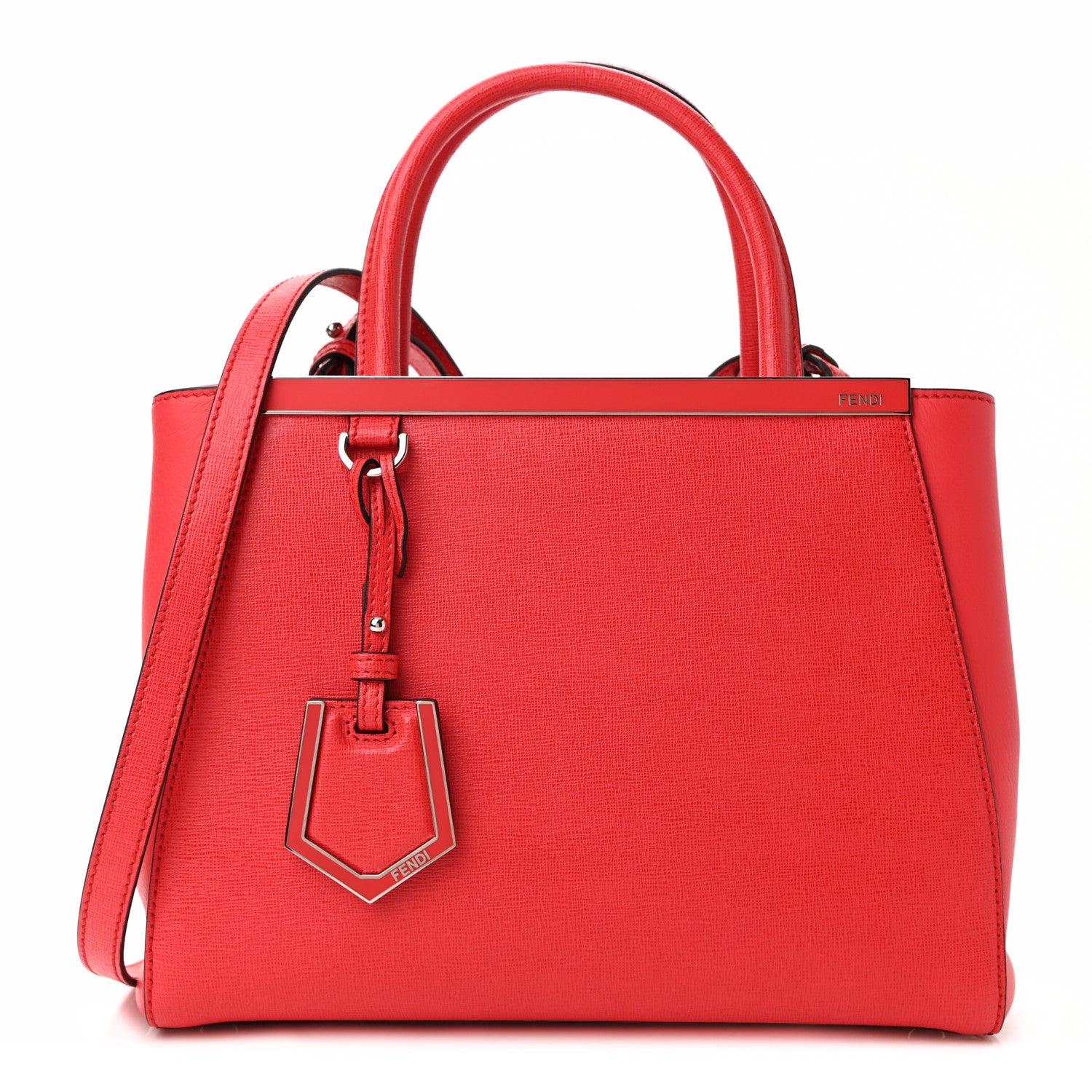 Fendi Vitello Elite Flamingo Petite 2Jours Tote Mattone 1 of 11