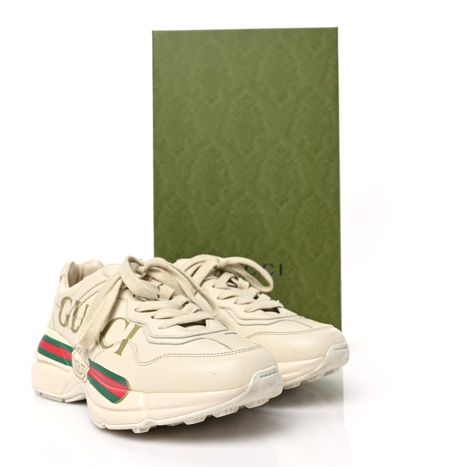 Gucci Calfskin Logo Womens Rhyton Sneakers 37 Ivory 9 of 9