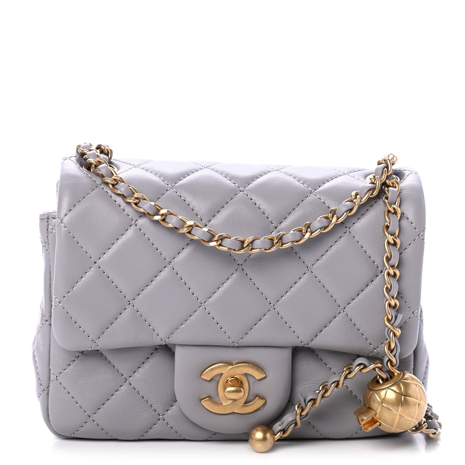 Chanel Lambskin Quilted Mini Pearl Crush Flap Light Grey 1 of 4
