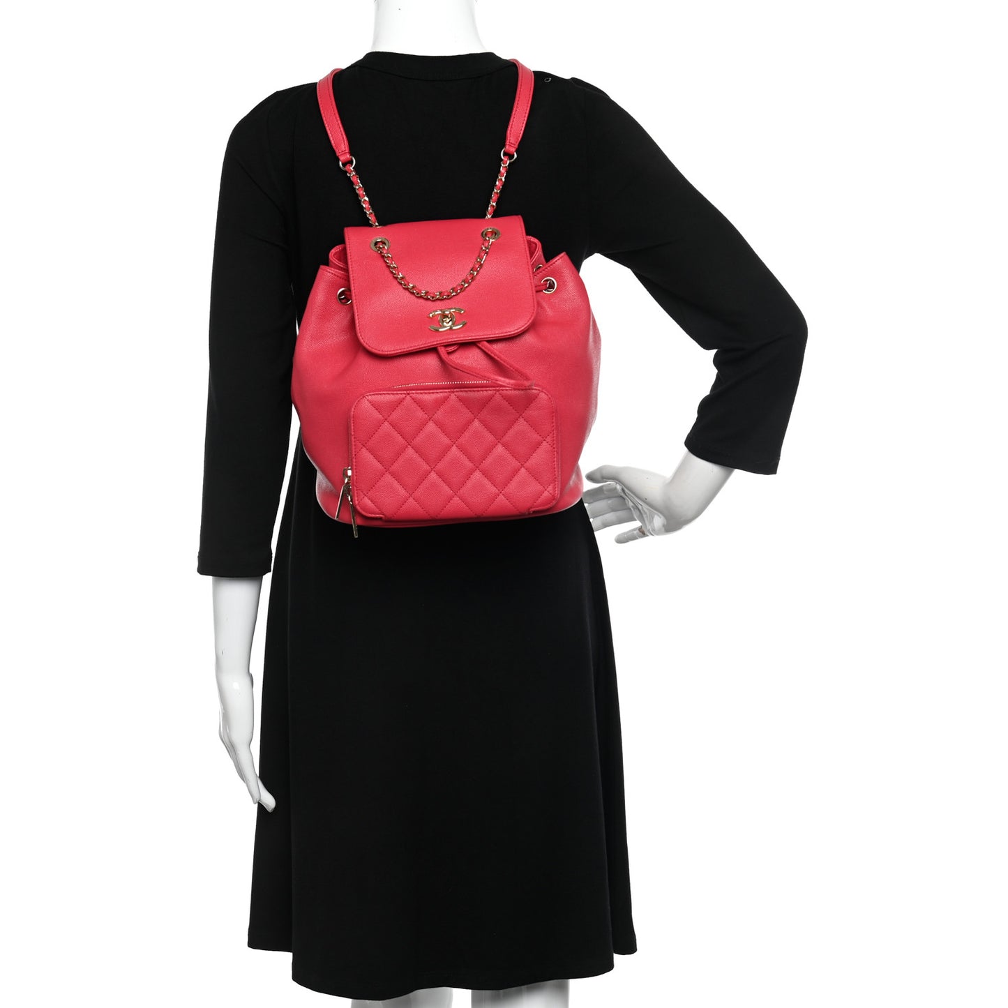 Caviar Quilted Business Affinity Backpack Dark Red