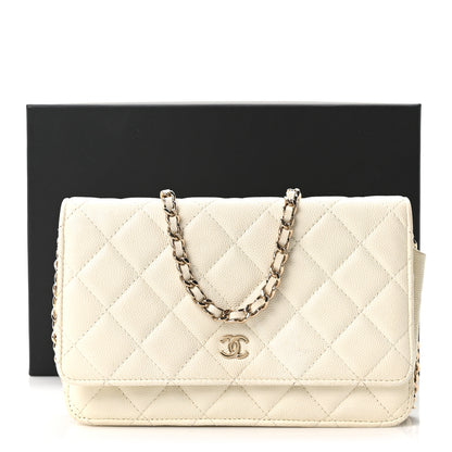 Chanel Caviar Quilted Wallet On Chain WOC White 10 of 10