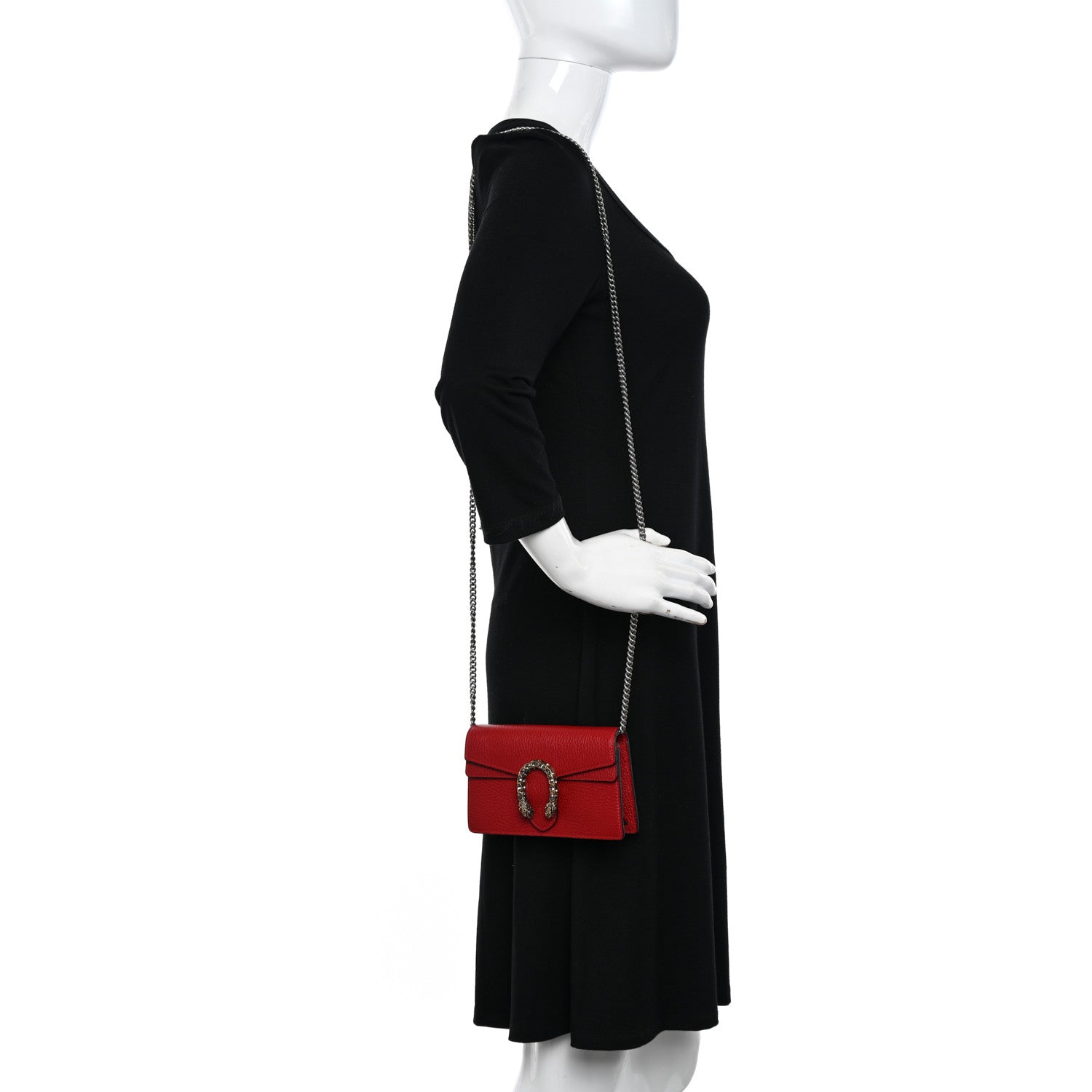 Gucci Calfskin Super Mini Dionysus Shoulder Bag Hibiscus Red 2 of 9