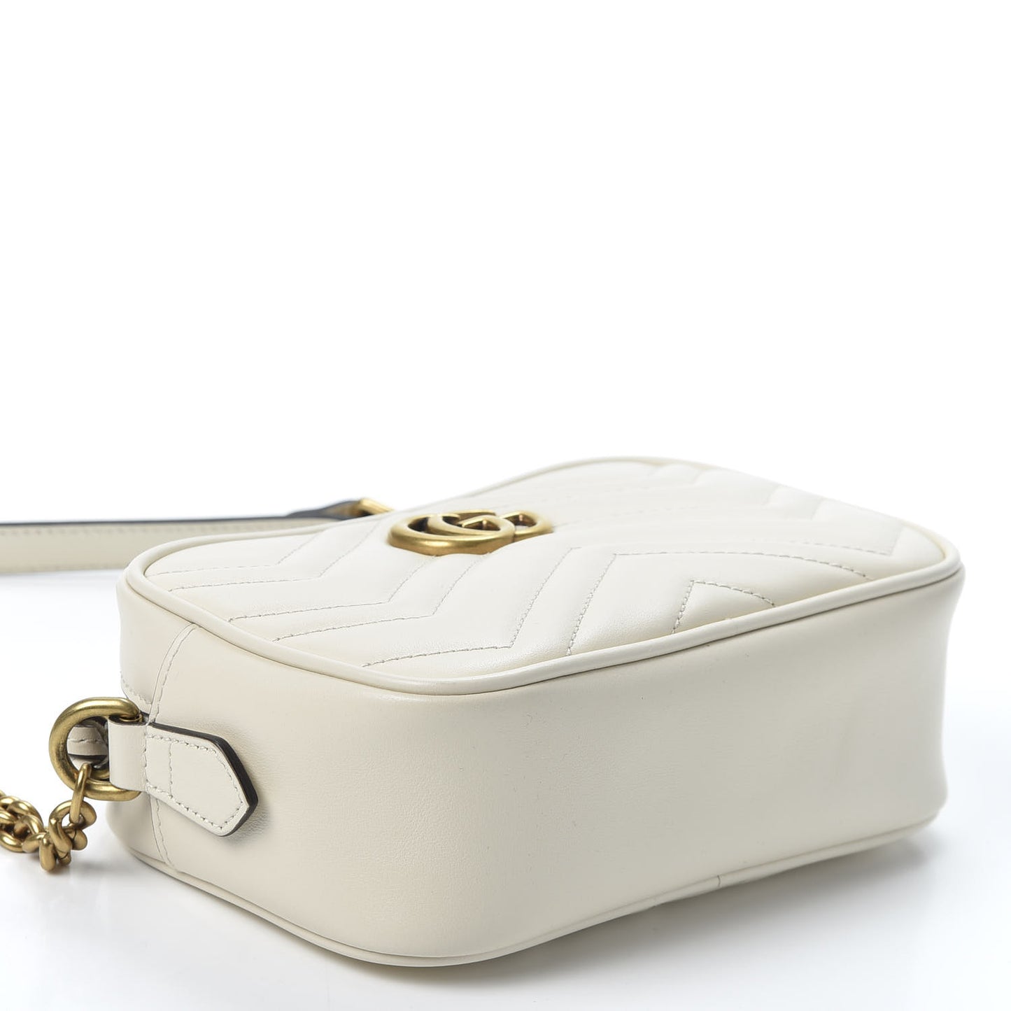 Calfskin Matelasse Mini GG Marmont Chain Shoulder Bag White