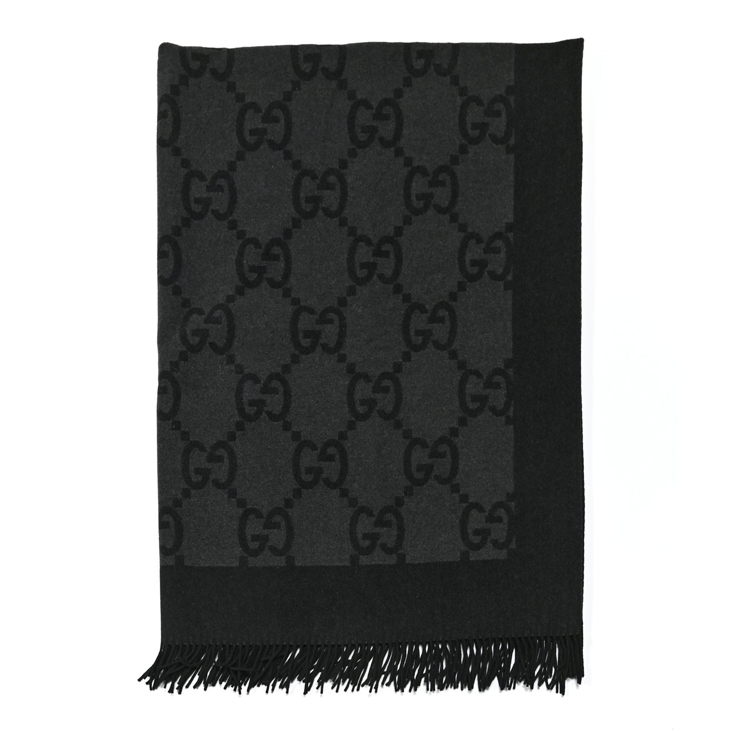 Wool Cashmere GG Monogram Blanket Grey Black
