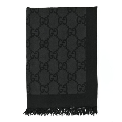 Gucci Wool Cashmere GG Monogram Blanket Grey Black 1 of 3