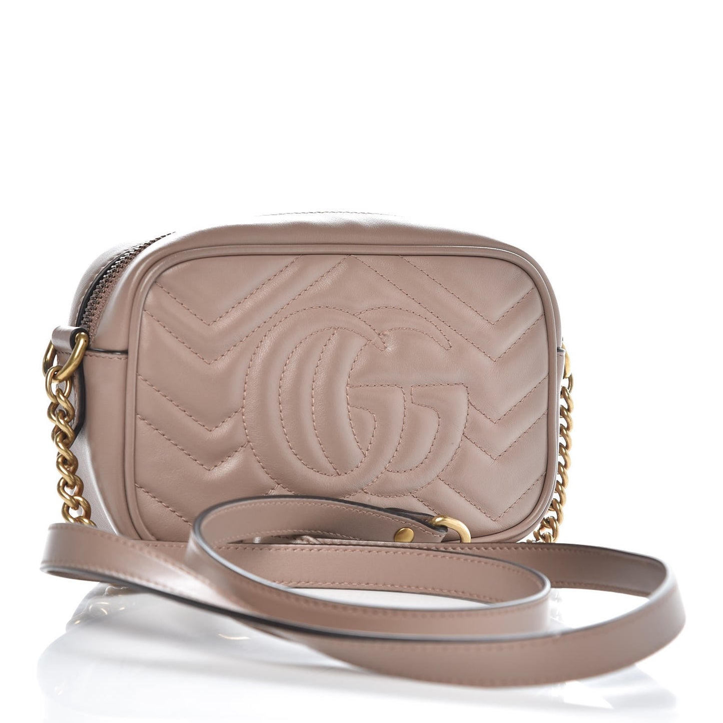 Calfskin Matelasse Mini GG Marmont Chain Shoulder Bag Porcelain Rose