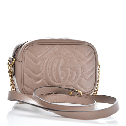 Gucci Calfskin Matelasse Mini GG Marmont Chain Shoulder Bag Porcelain Rose 3 of 7