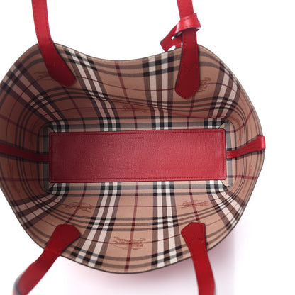 Burberry Haymarket Check Small Reversible Tote Poppy Red 8 of 12