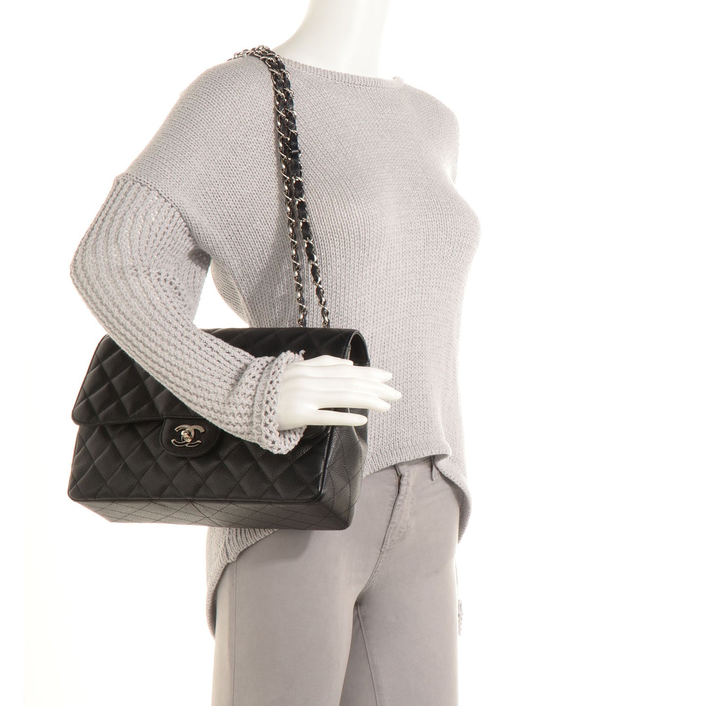 Caviar Jumbo Single Flap Black