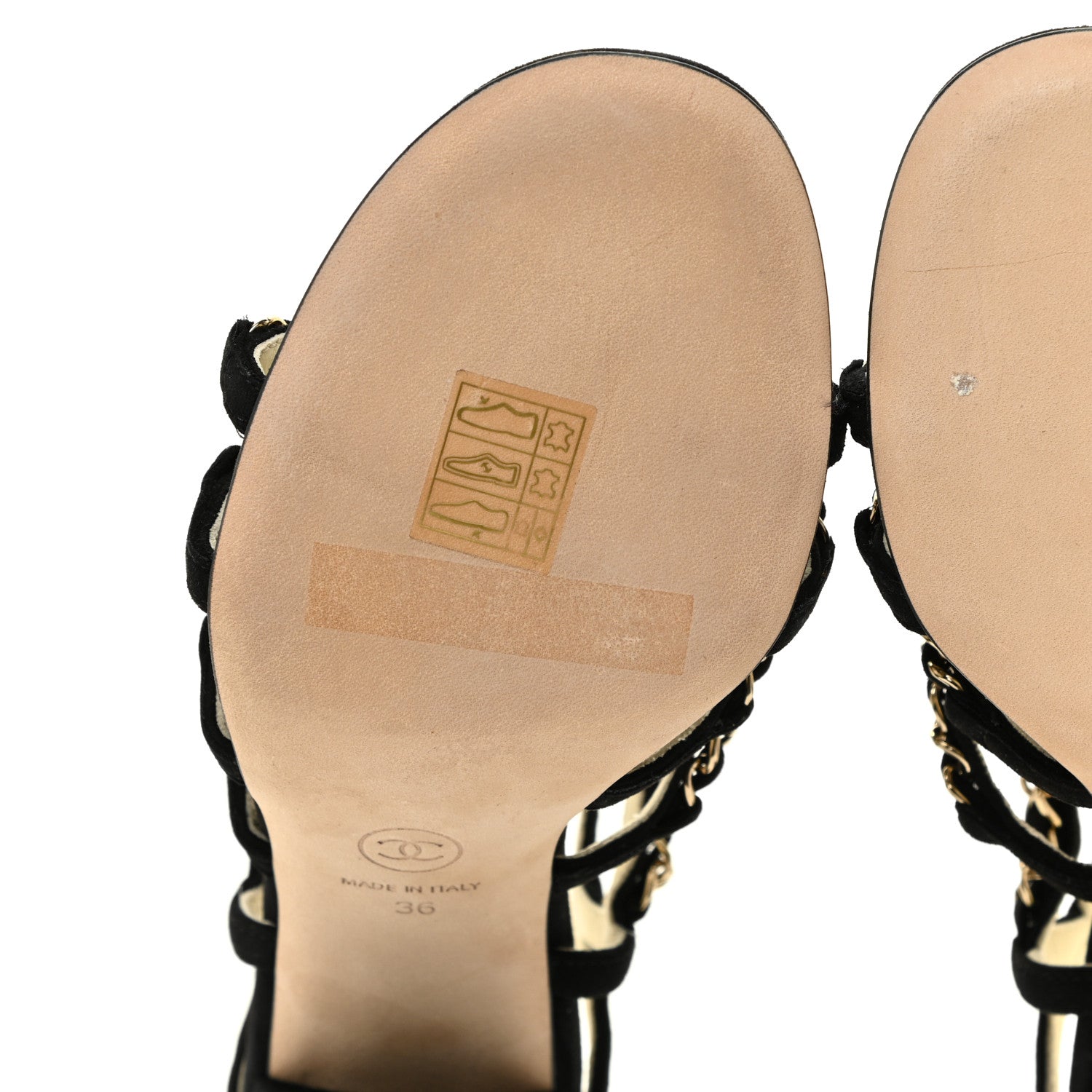 Chanel Kid Suede Chain Sandals 36 Black 7 of 13