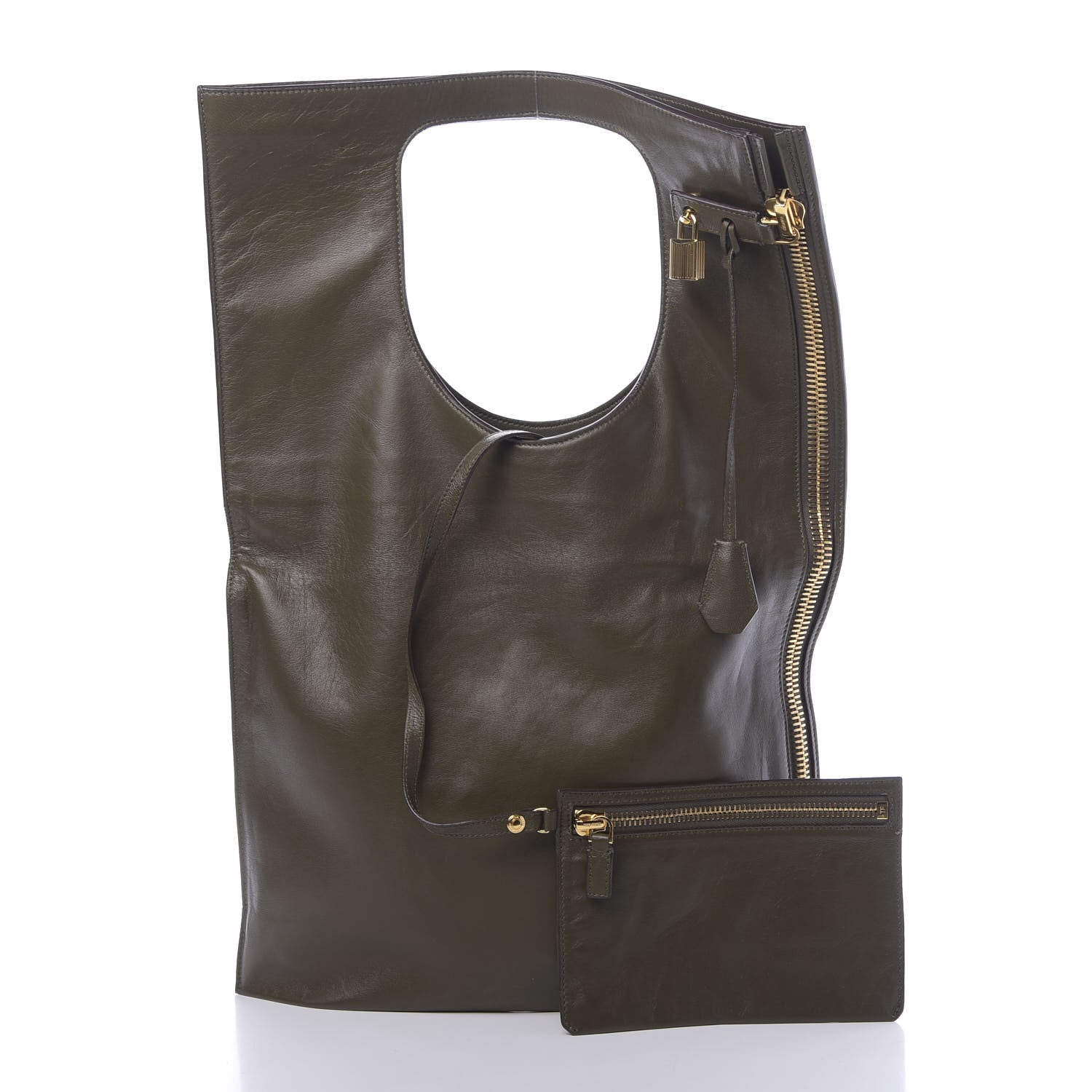 Tom Ford Ramskin Large Alix Padlock Zip Shoulder Bag Green 3 of 12