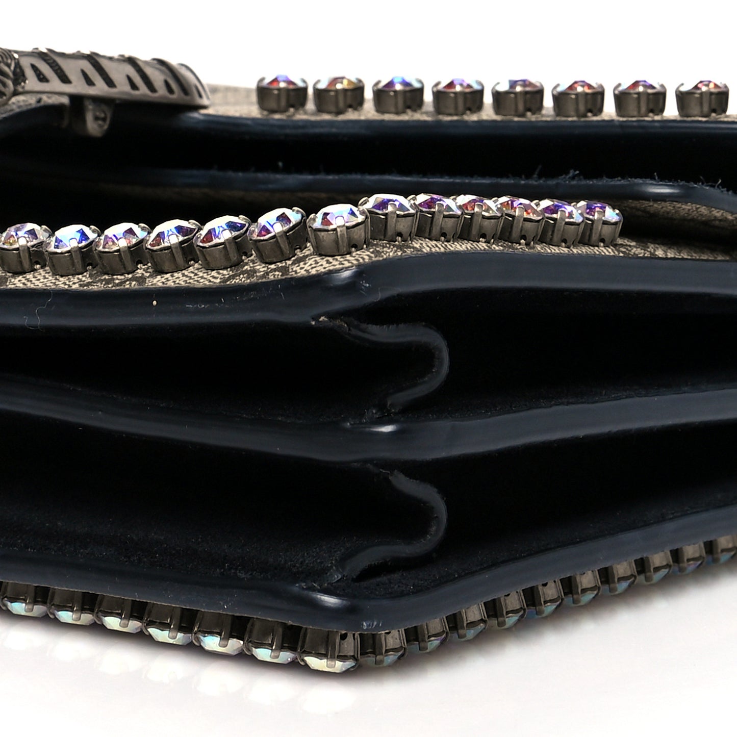 GG Supreme Monogram Crystal Small Dionysus Shoulder Bag Black
