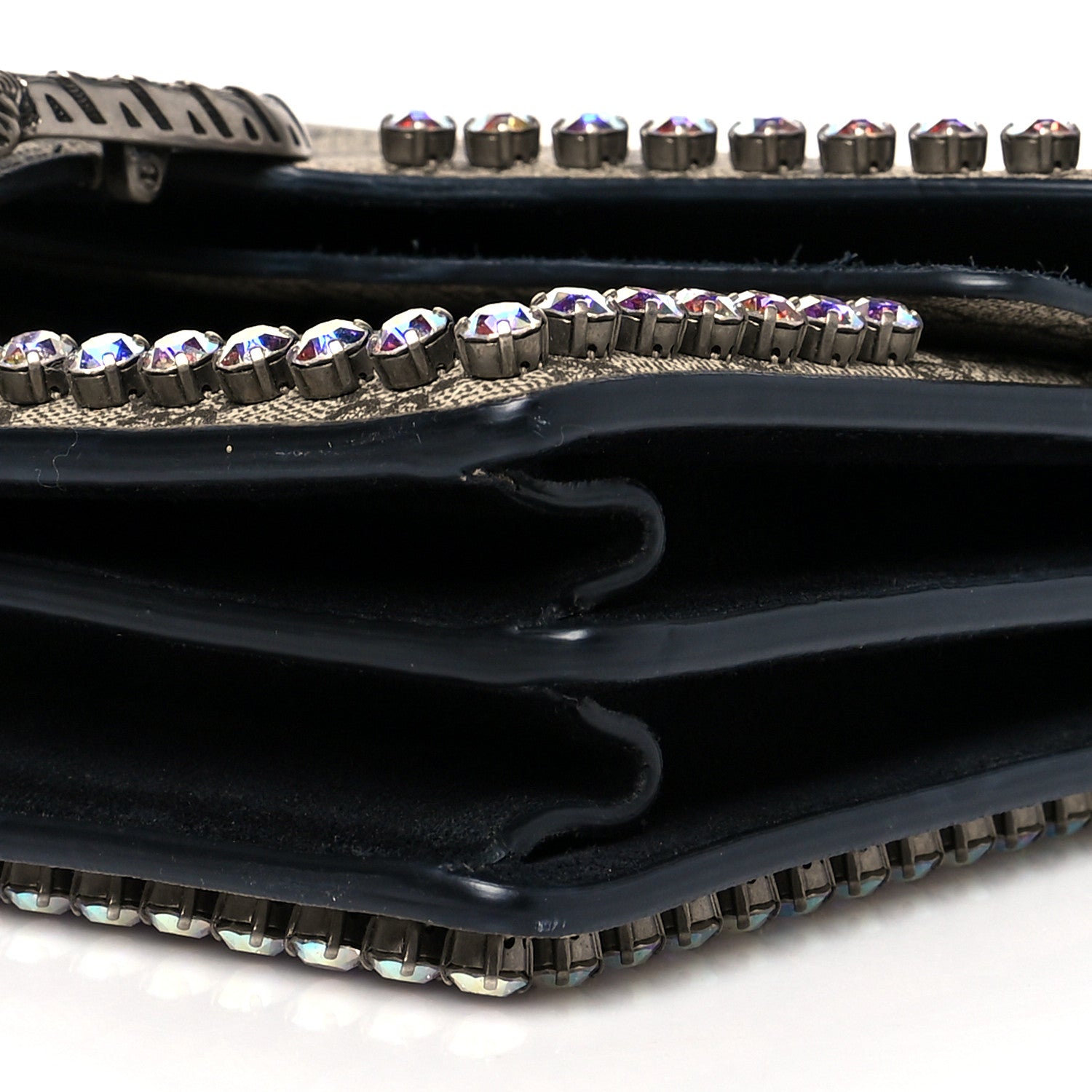Gucci GG Supreme Monogram Crystal Small Dionysus Shoulder Bag Black 11 of 15