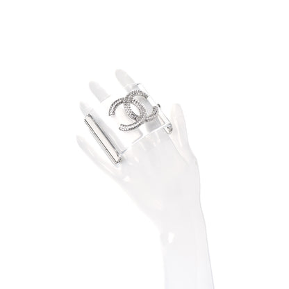 Chanel Lucite Baguette Crystal CC Cuff Transparent Silver 2 of 5